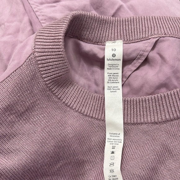 Lululemon Still At Ease Cashmere Blend Pullover Size 10 - Picture 5 of 6